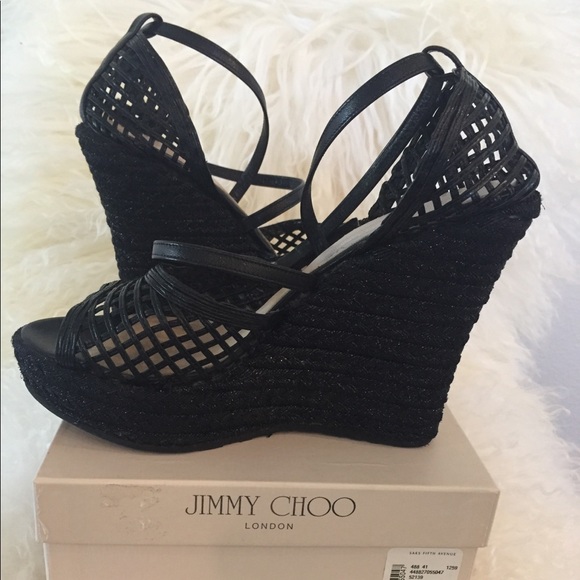 jimmy choo black wedges